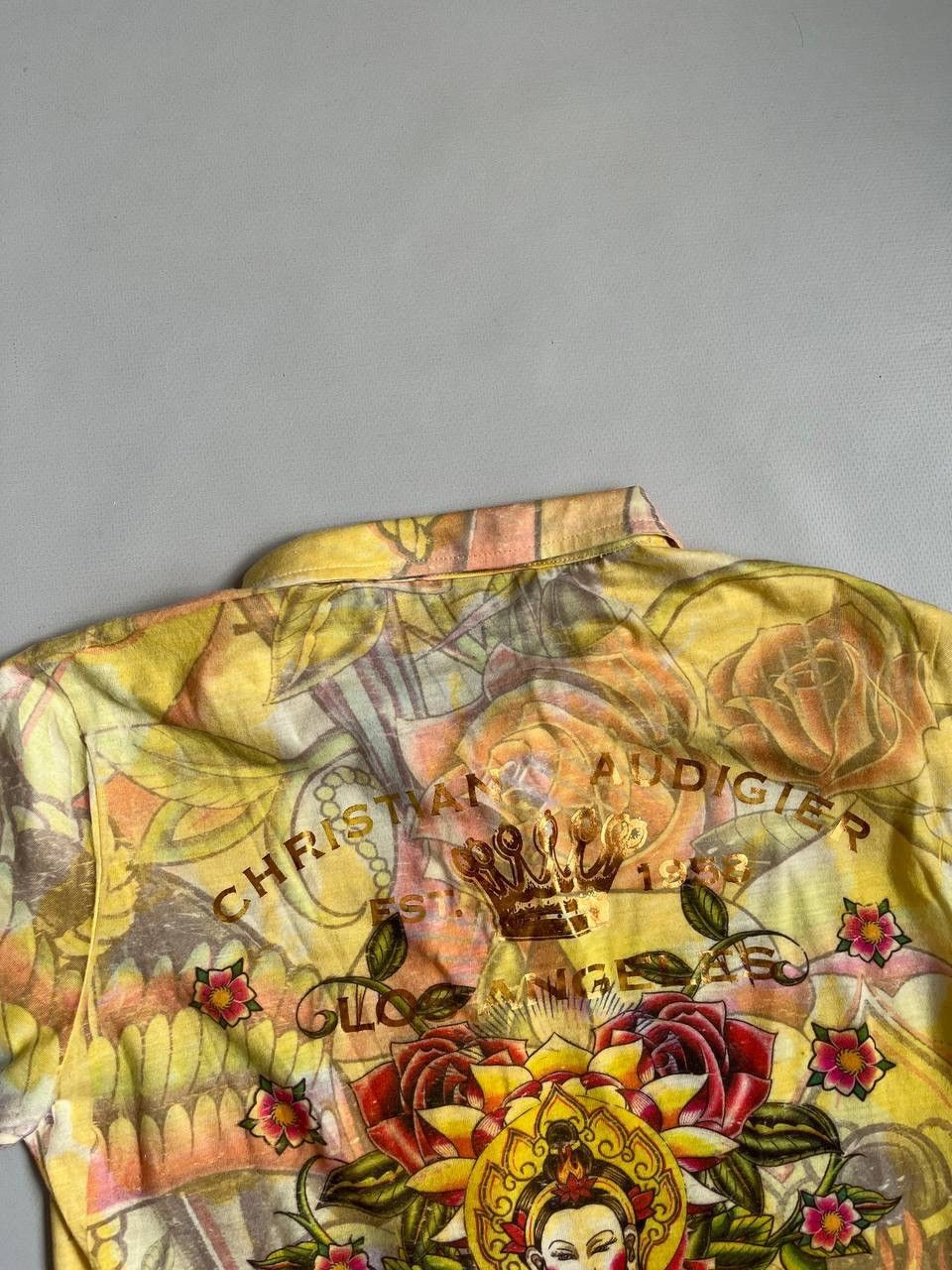 Christian Audigier Christian Audigier Women Buddha Yellow Printed Polo Shirt Size M / US 6-8 / IT 42-44 - 11 Thumbnail