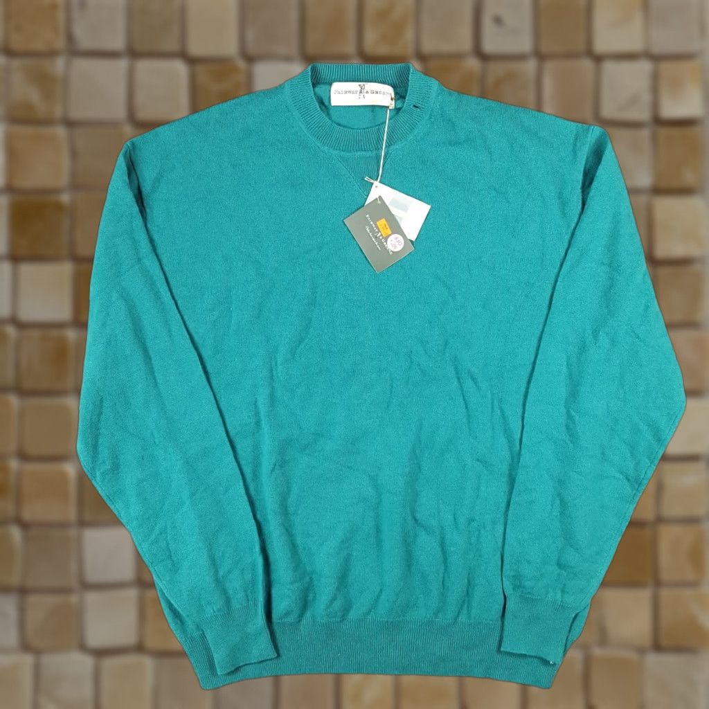 Altea Vintage Fairway & Greene Men's Sweater Pullover Knit Cashmere Crew Neck 90s Preppy Fall Winter Large Blue Size US L / EU 52-54 / 3 - 1 Thumbnail