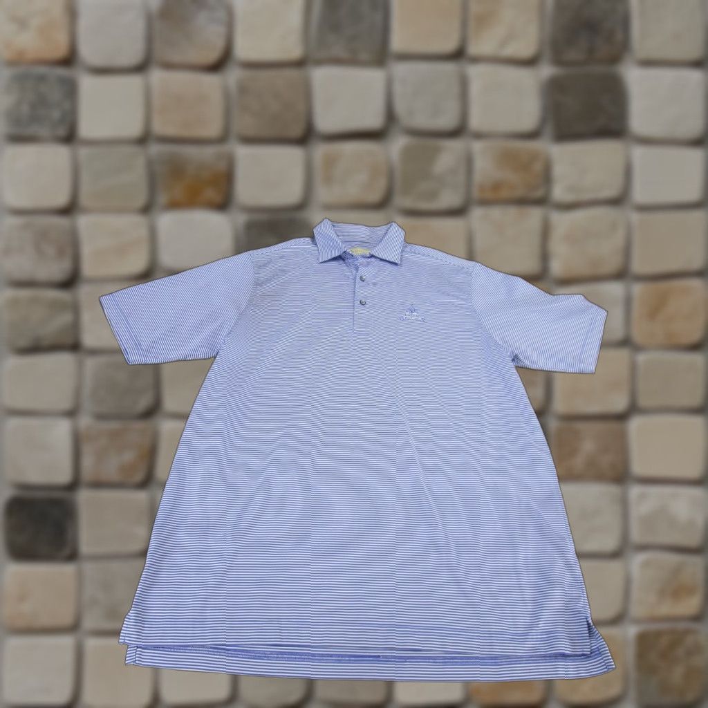 Vintage Ronald Rose Polo Shirt Mens M Blue Striped Stretch Golf Stain Size US M / EU 48-50 / 2 - 1 Thumbnail