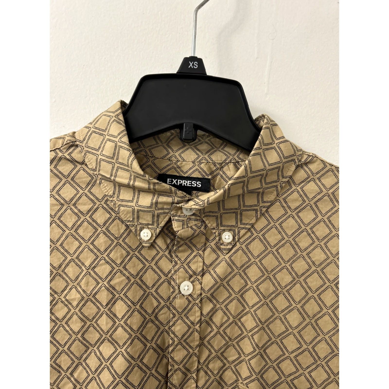 Express Express Shirt Mens XL Brown Geometric Button-Down Long Sleeve NWT Retail 0 Size US XL / EU 56 / 4 - 5 Thumbnail