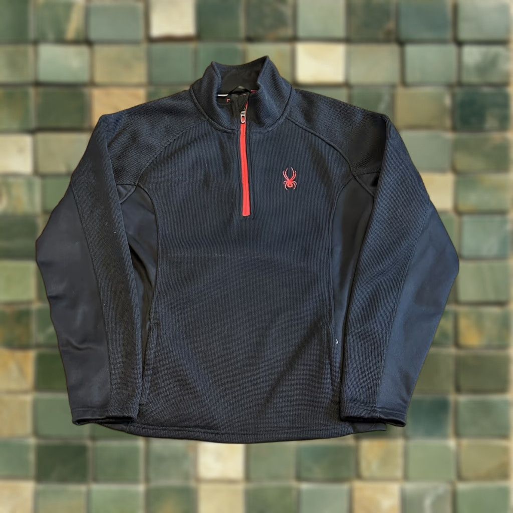 Spyder Spyder Pullover Sweatshirt M Men 1/4 Zip Black Red Lined Fleece Polyester Long Sleeve Size US M / EU 48-50 / 2 - 1 Thumbnail