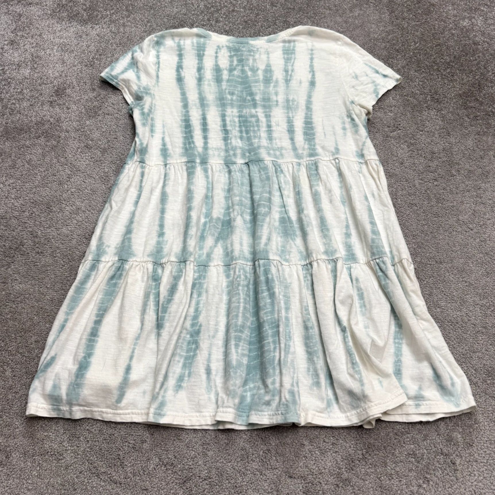 Gap VINTAGE Gap Short Sleeve Tiered Midi Dress Womens XL Mint Green White Tie-Dye Casual Size 40" / US 18 - 2 Thumbnail
