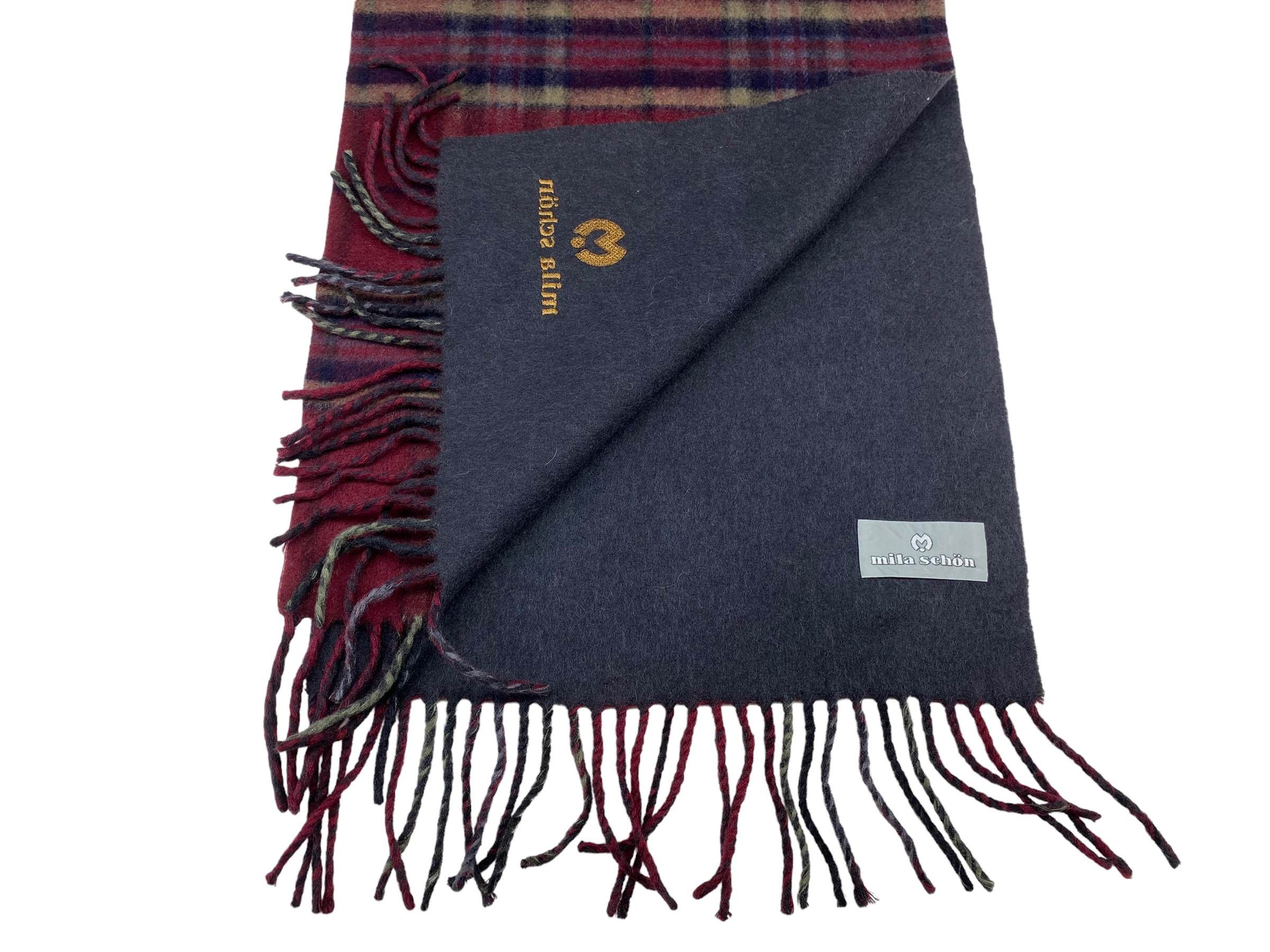 Mila Schon Vintage Mila Schön Checkered Wool-Blend Scarf Luxury Wrap Size ONE SIZE - 8 Thumbnail
