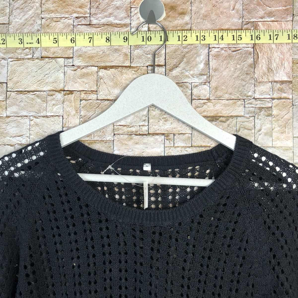 Homespun Knitwear × Japanese Brand Japan crochet meshnet Black Knitwear #A854 Size L / US 10 / IT 46 - 4 Thumbnail