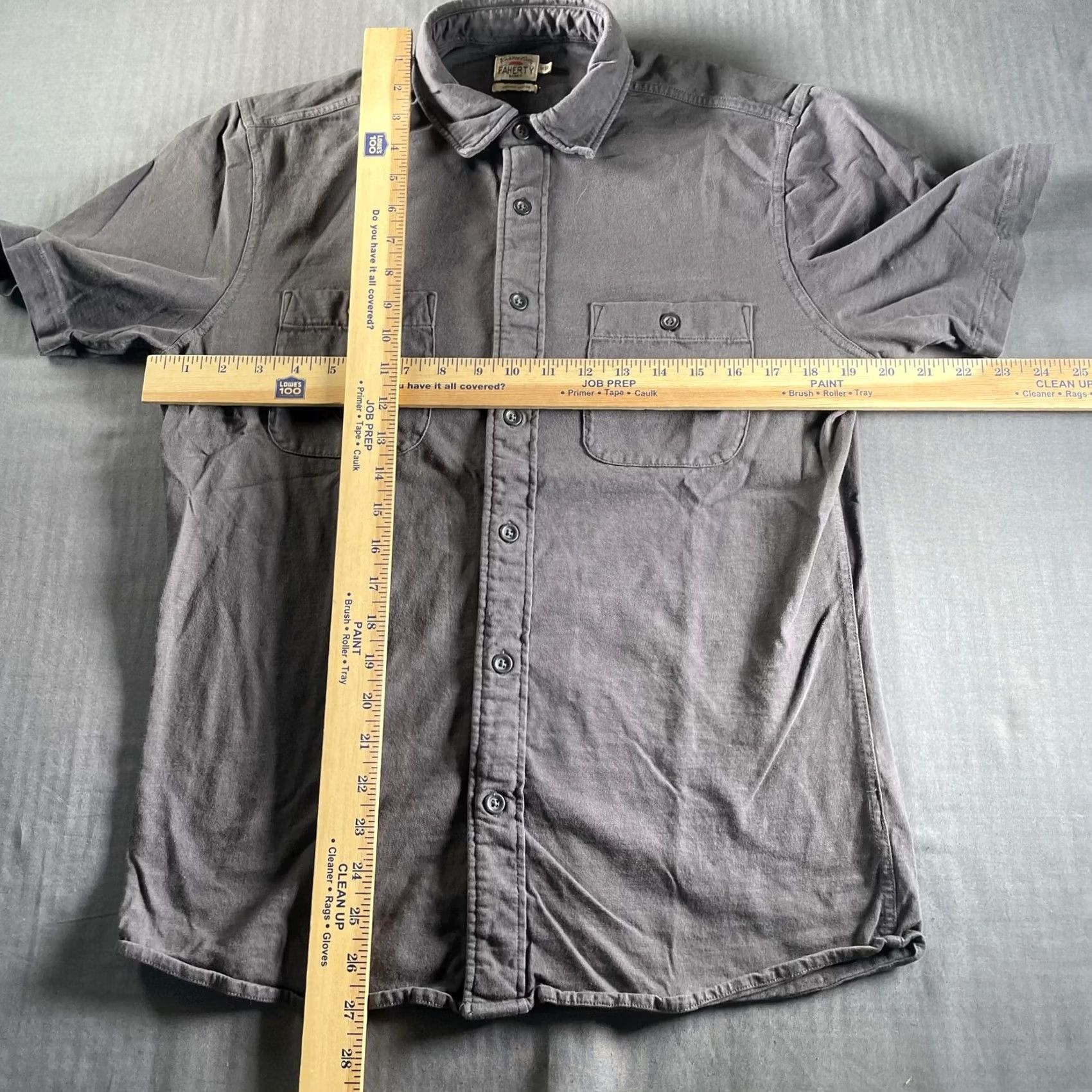 Faherty Faherty Shirt Mens Medium Short Sleeve Button Up Double Pocket Casual Gray Cotton Knit Size US M / EU 48-50 / 2 - 4 Thumbnail