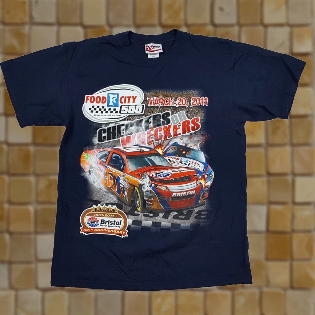 Vintage NASCAR Thunder Valley Racing Men's L Navy Blue Retro Car T Shirt Chase 500 Size US L / EU 52-54 / 3 - 1 Thumbnail