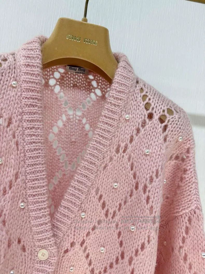 Miu Miu Miu Miu 36 Pink knit cardigan Size S / US 4 / IT 40 - 2 Thumbnail