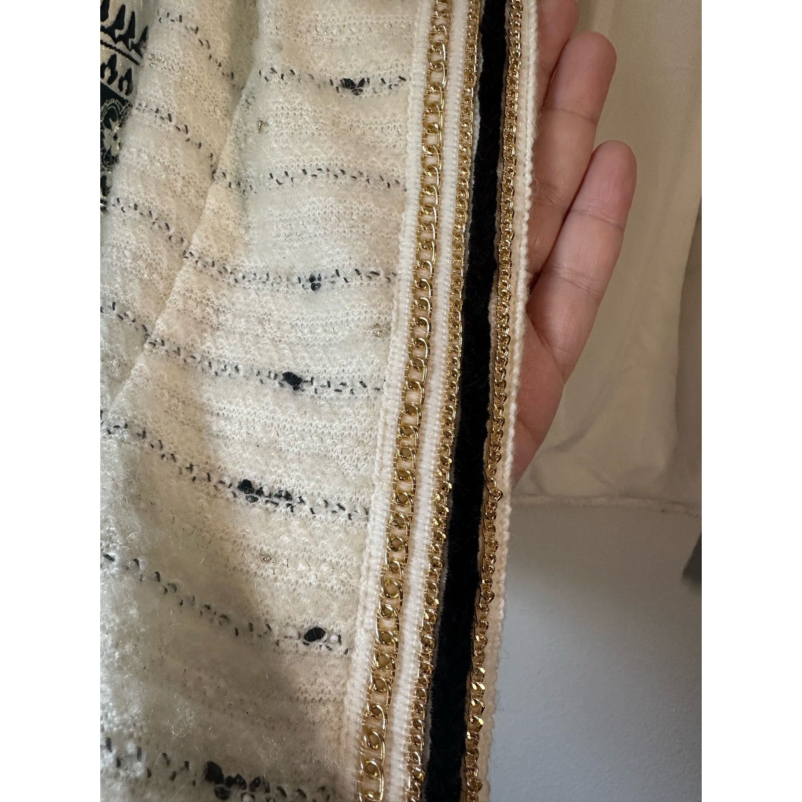 Chicos Chicos Sz 4 Jacket Brocade Sleeve Black Gold Embellishment Size XS / US 0-2 / IT 36-38 - 7 Thumbnail