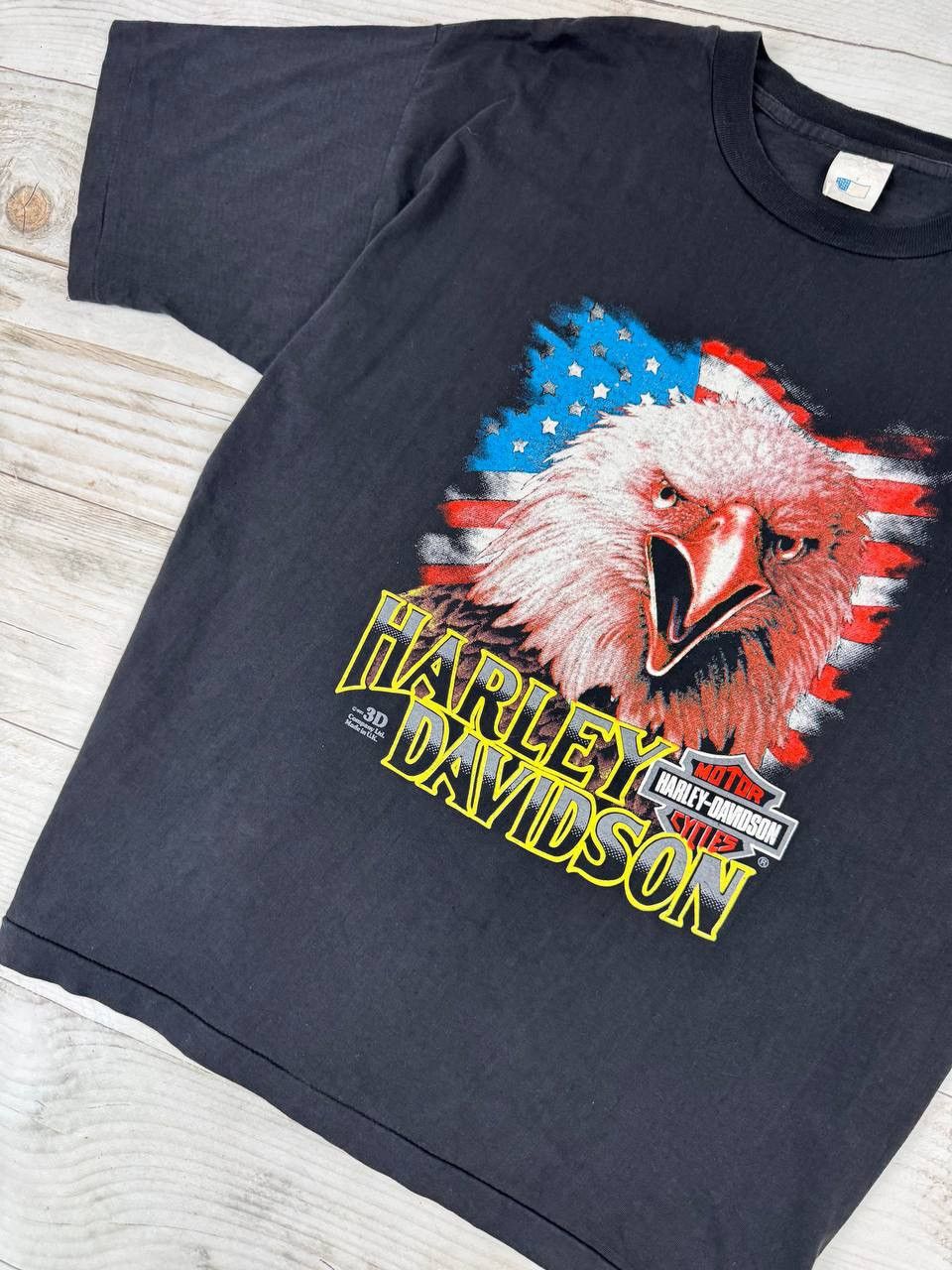 Harley Davidson 1990 Vintage Harley Davidson 3D Emblem Eagle T-Shirt Size US XXL / EU 58 / 5 - 3 Thumbnail