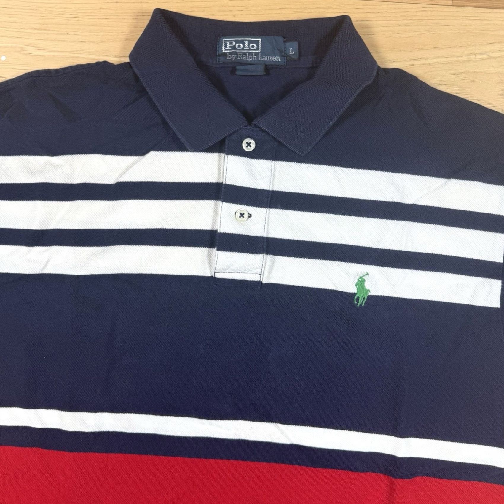 Ralph Lauren VINTAGE Polo Ralph Lauren Polo Shirt Mens L Black Stripe Bear 90’s Bear Theme Green Striped Block Polo Bear 90s Mens L Size US L / EU 52-54 / 3 - 3 Thumbnail