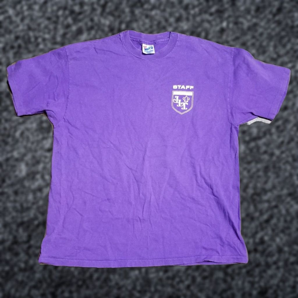 Hanes Vintage Boy Scouts of America T-Shirt - Junior Leader Training Camp Staff - Hanes - 1980s - Adult L - Graphic Tee - Purple - Short Sleeve - Unisex Size US L / EU 52-54 / 3 - 1 Thumbnail