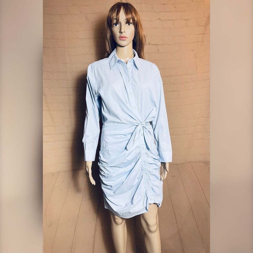 Other New ASTR The Label Blue Cotton Front Button Ruched Dress Si Size M / US 6-8 / IT 42-44 - 1 Thumbnail
