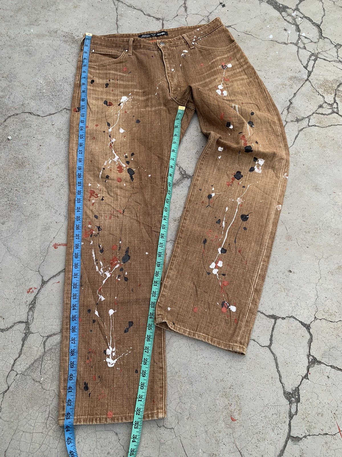 Wrangler Wrangler "Buffalo Head" Painted Brown Wash Painter Pants. Size US 36 / EU 52 - 9 Thumbnail