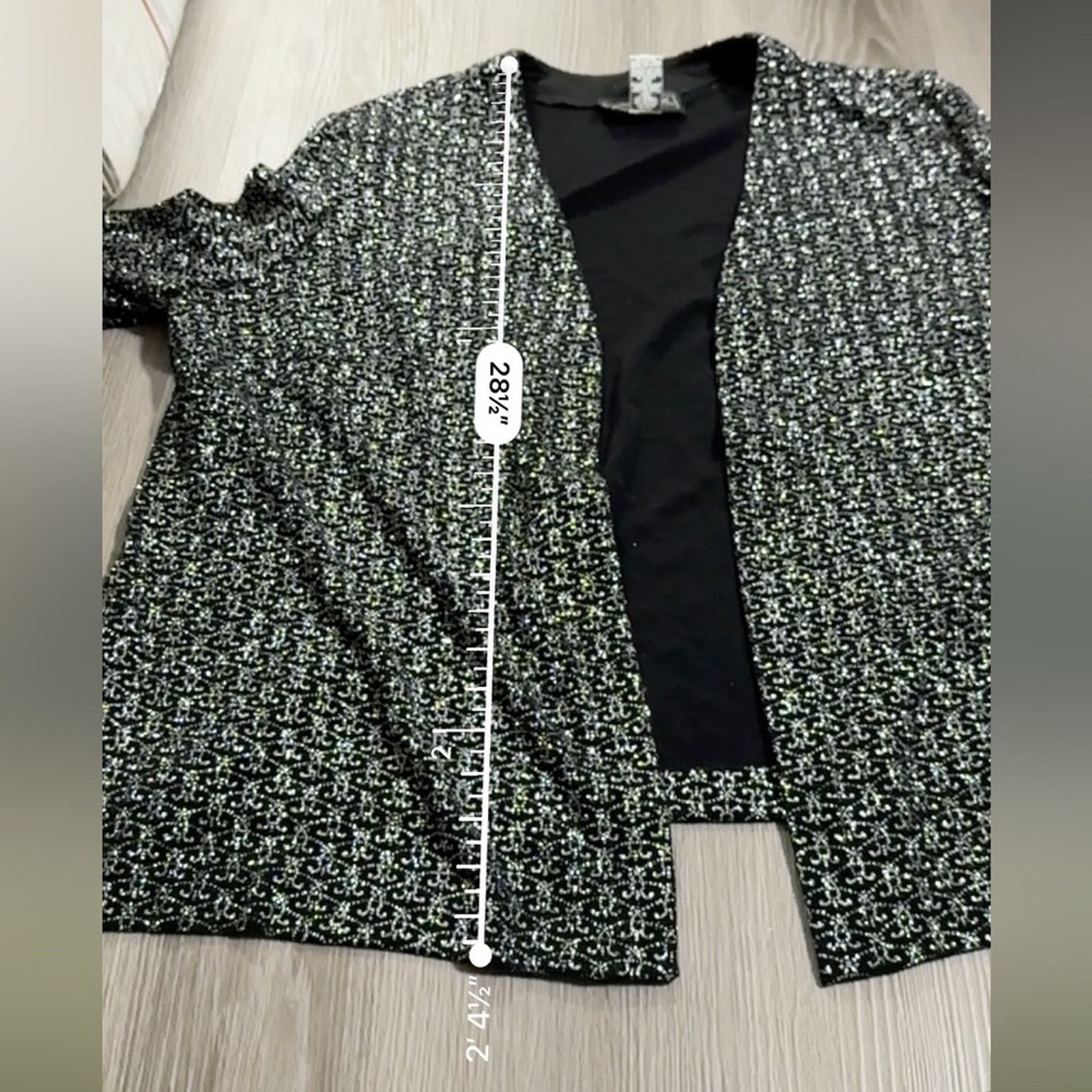 Alex Evenings Alex Evenings Black & Silver Glitter Dress & Cardigan Sz 22W Size 3XL / US 20-22 - 12 Thumbnail
