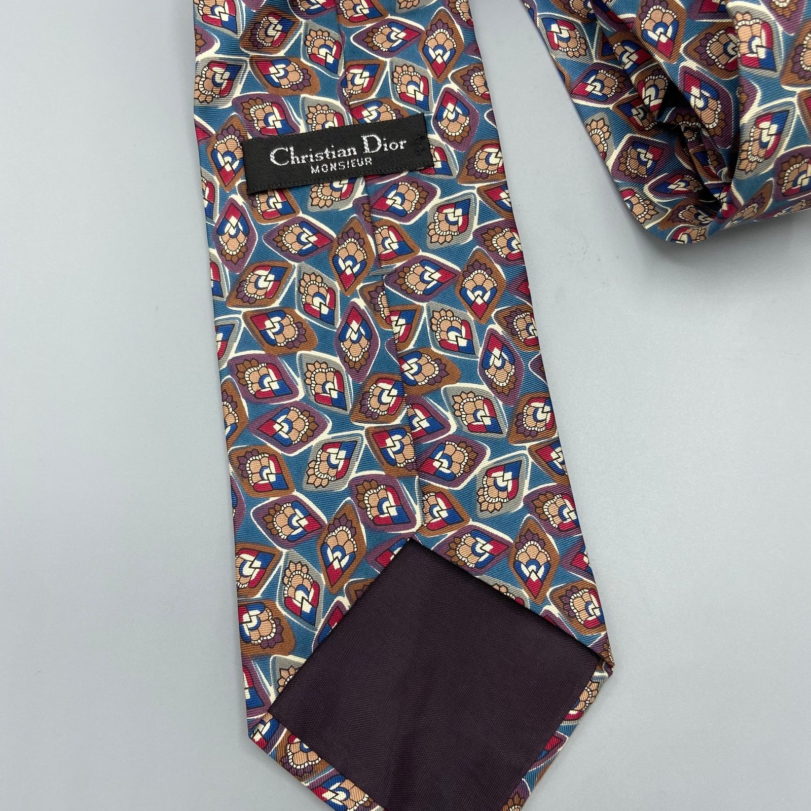 Dior Christian Dior Monsieur Silk Necktie Blue Burgundy Florette Size ONE SIZE - 7 Thumbnail