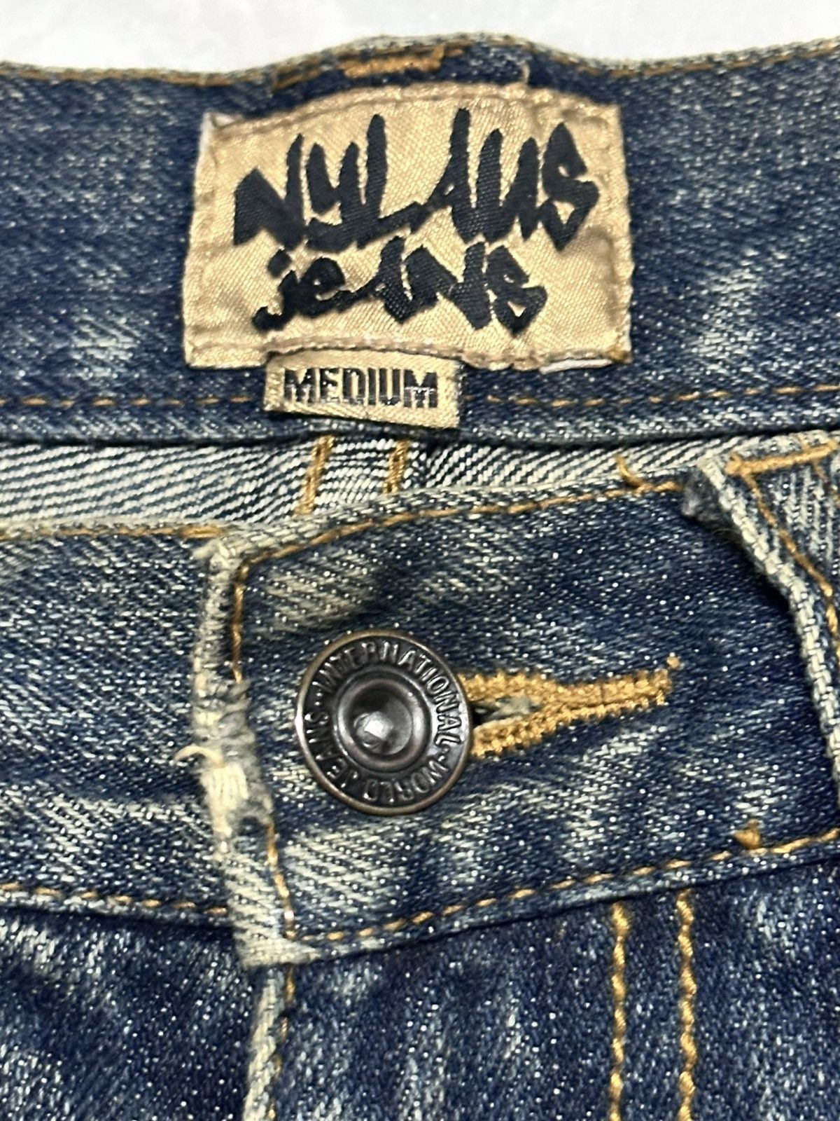 Japanese Brand Nylaus Vintage Distressed With Flare Wideleg Style & Mudwash Size US 31 - 8 Thumbnail
