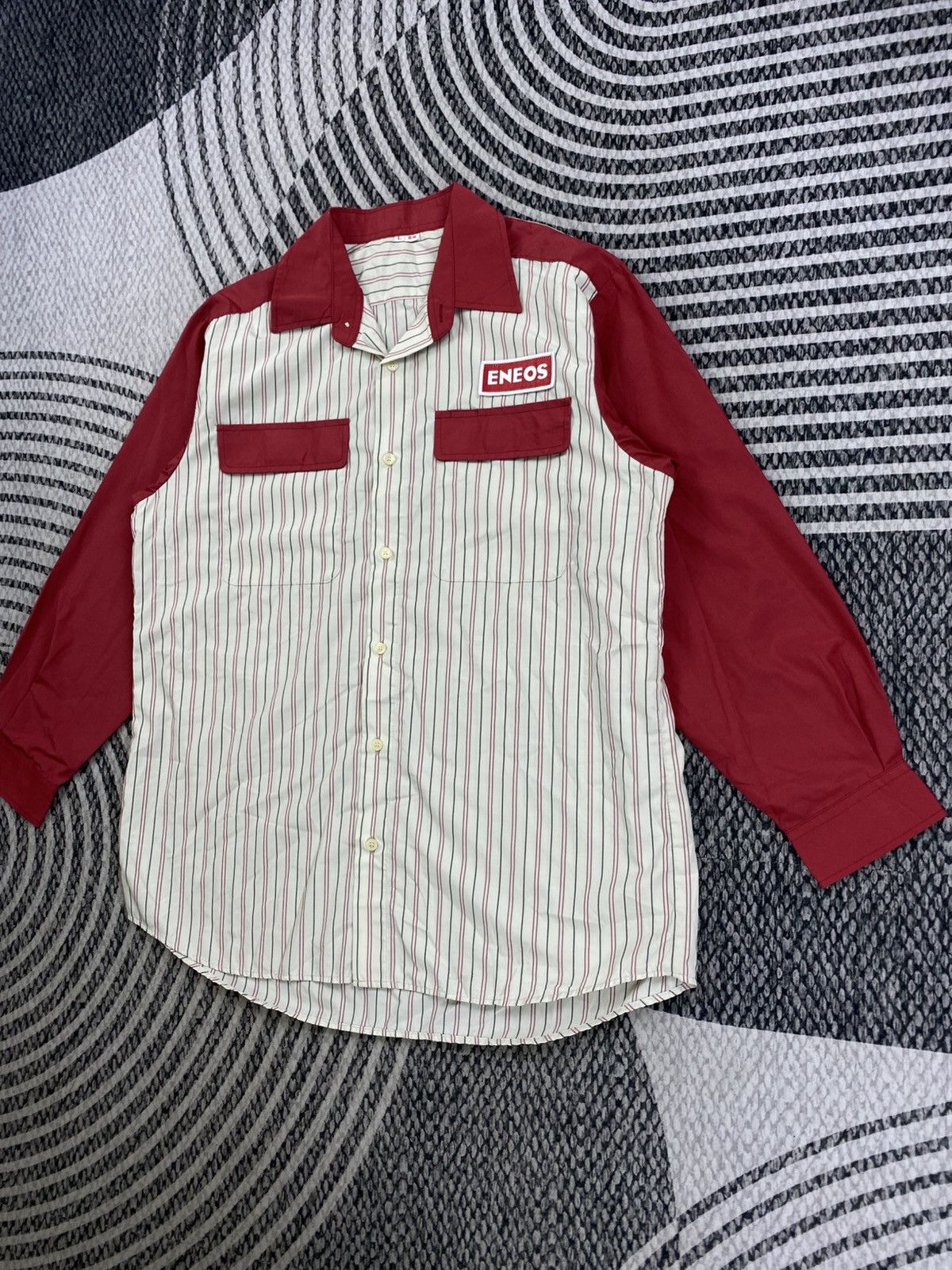 Japanese Brand Vintage Eneos Racing Striped Button Up Shirt Size US L / EU 52-54 / 3 - 4 Thumbnail
