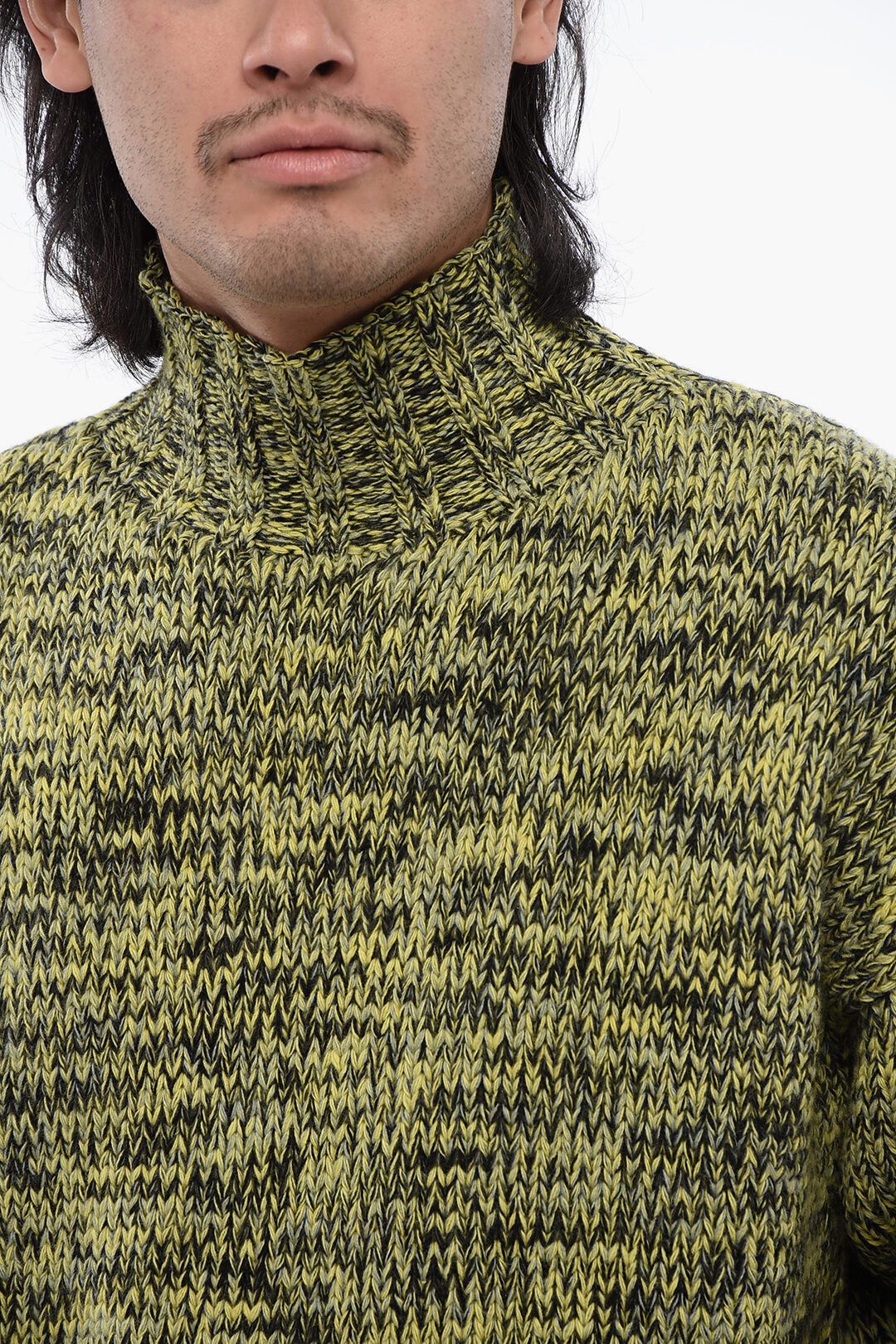 Jil Sander og1mm0625 Turtleneck Melange Wool Sweater in Yellow Size US M / EU 48-50 / 2 - 3 Thumbnail