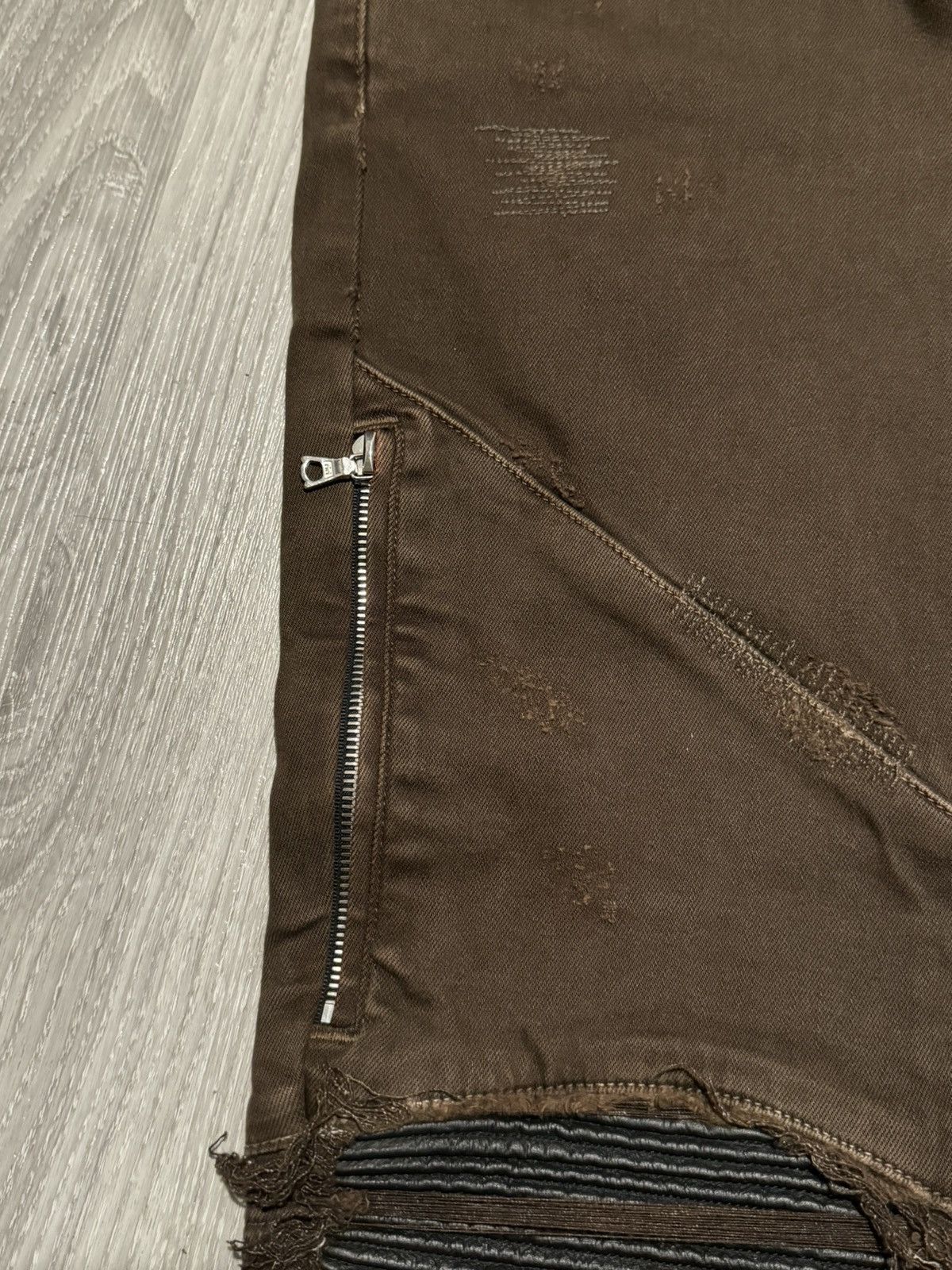 Amiri Amiri MX2 Black Leather Patchwork Jeans brown rust Size US 29 - 5 Thumbnail