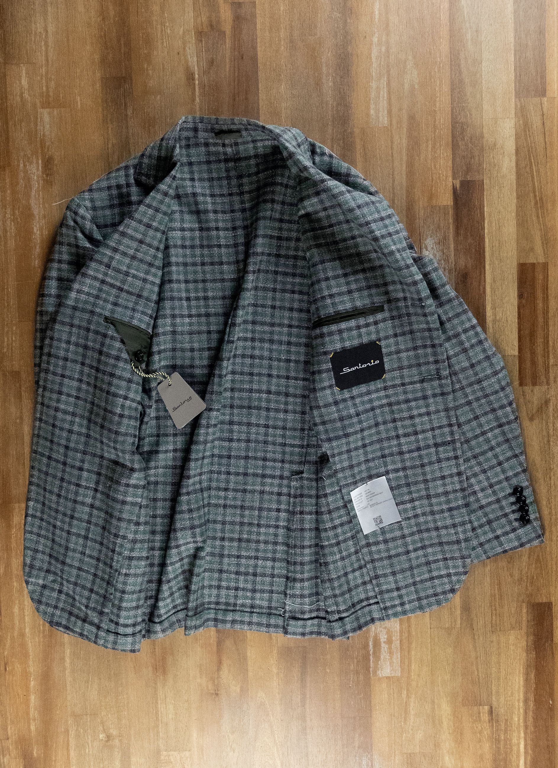 SARTORIO SARTORIO Napoli Kiton green gray plaid wool silk sportcoat Size 40R - 6 Thumbnail