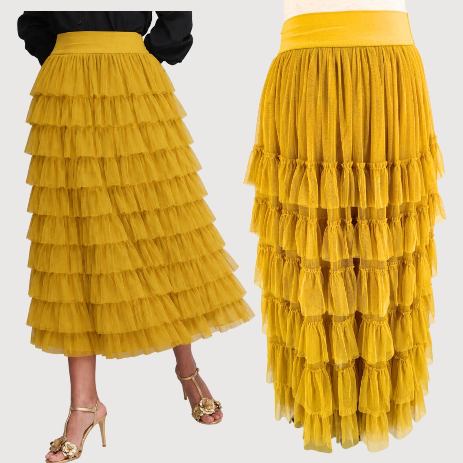 Boden Boden Tiered Tulle Ruffle Midi Skirt 2 Size 26" / US 2 / IT 38 - 1 Thumbnail