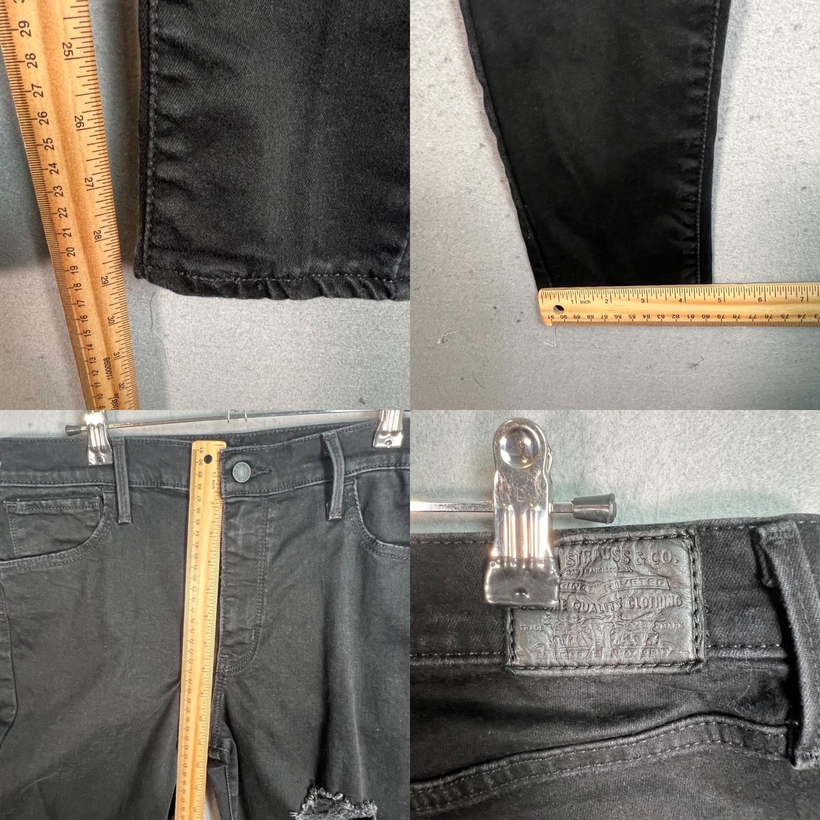 Levi's VINTAGE Levi's 720 Super Skinny Black Distressed Jeans Size 32 Dark Wash Denim Womens Jeans Skinny 32 Black 90s? Size 24" / US 00 / IT 34 - 8 Thumbnail