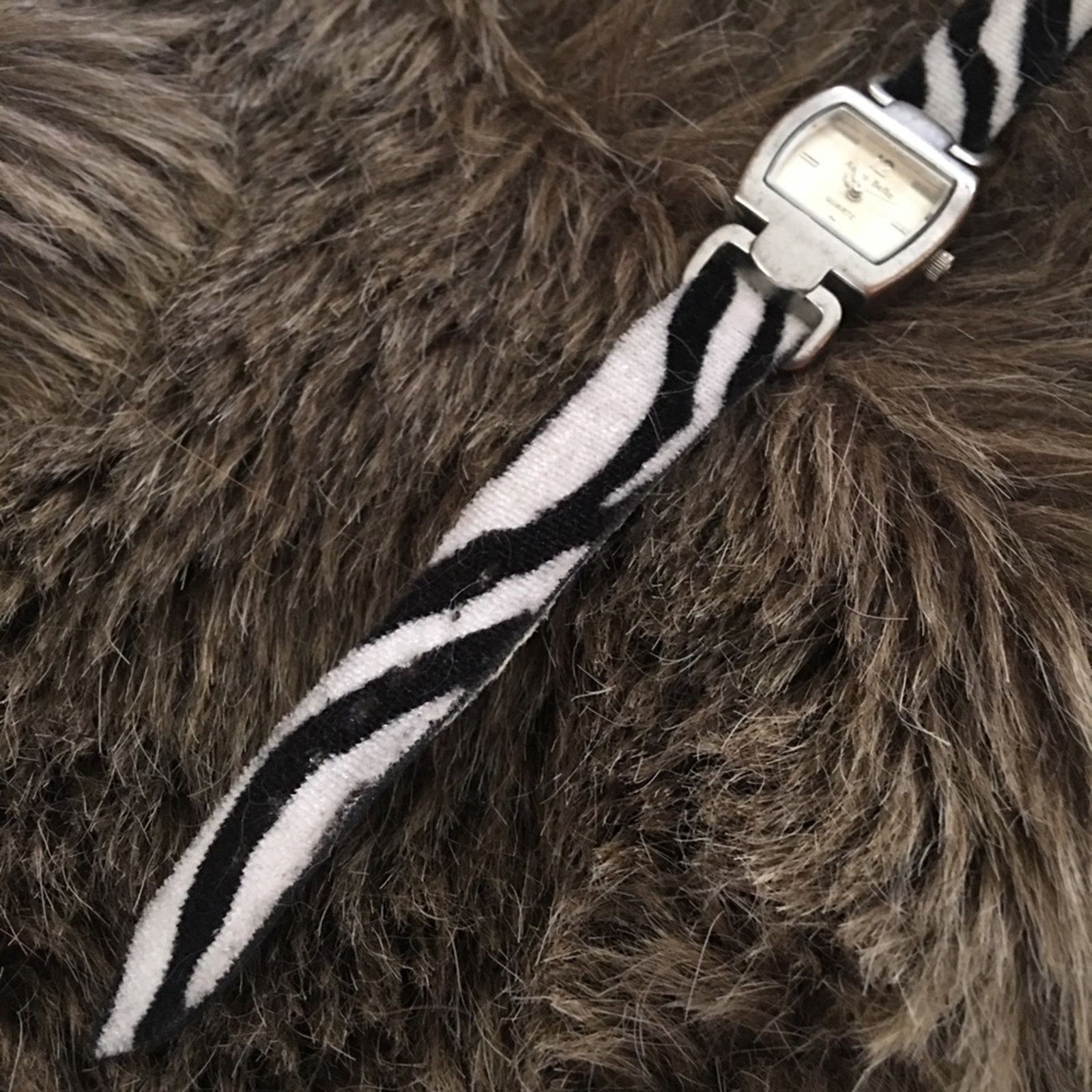Jewelry Ladies Anna Bella zebra print band silver watch Size ONE SIZE - 6 Thumbnail