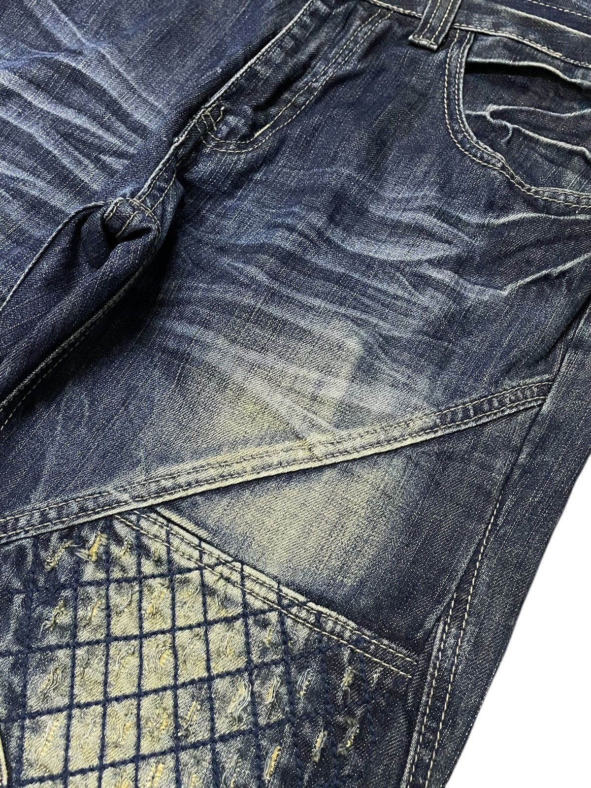Japanese Brand Lemans Japan Asymmetrical Panel Heavy Stitch Boro Jeans Size US 32 / EU 48 - 11 Thumbnail