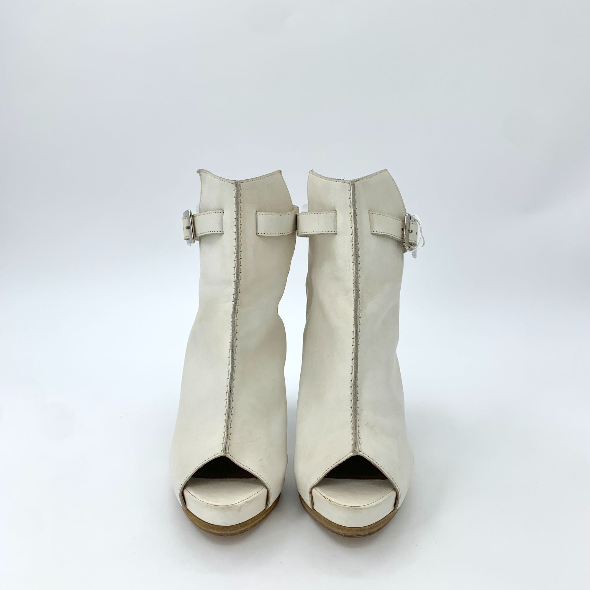 Hermes Hermès White Leather Open-Toe Strappy High Heel Sandals (Siz Size US 8 / IT 38 - 11 Thumbnail