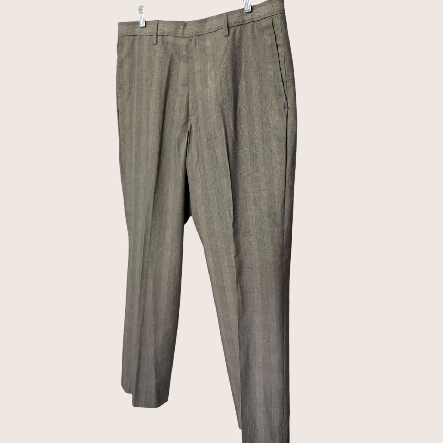 Banana Republic VINTAGE Banana Republic Glen Plaid Slim-Fit Dress Pant Taupe Mens 36X30 100% Cotton NEW Size US 36 / EU 52 - 1 Thumbnail
