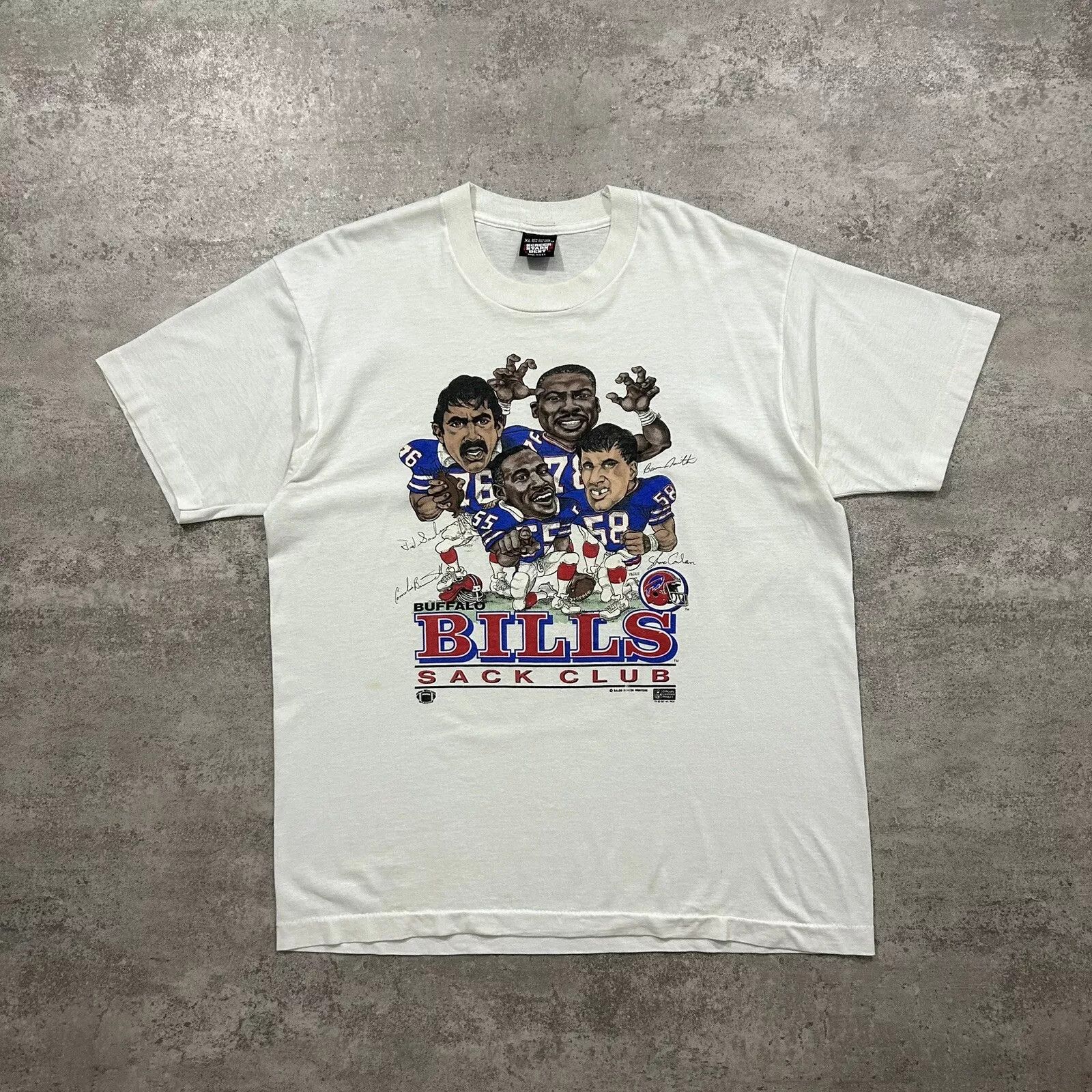 NFL × Vintage BUFFALO BILLS 1987 SACK CLUB CARICATURE T-SHIRT SIZE XL Size US XL / EU 56 / 4 - 1 Thumbnail