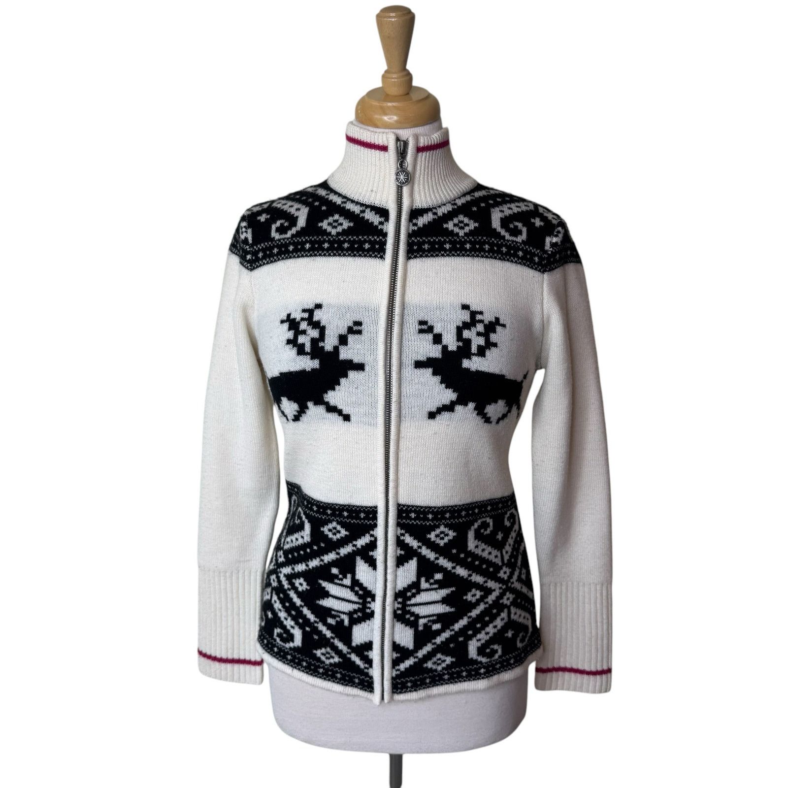 Other NEVE Ski Reindeer 100% Wool Full Zip Up Sweater Size Medium Size M / US 6-8 / IT 42-44 - 1 Thumbnail