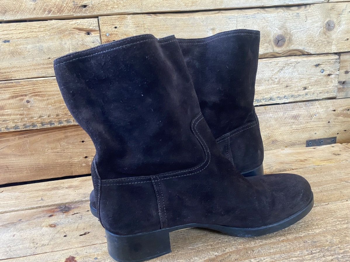 Designer × Prada × Vintage Prada suede choco brown moto biker ankle leather boots sz41 Size US 10.5 / IT 40.5 - 11 Thumbnail