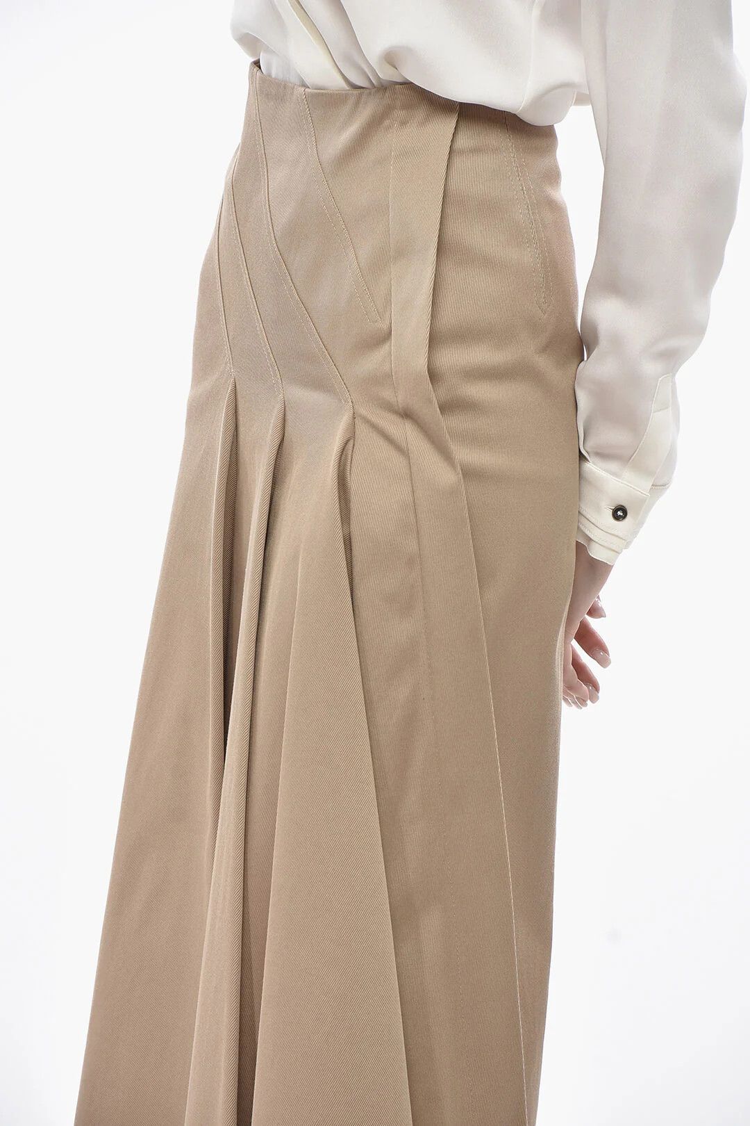 Dior o1mm0326 Midi Flared Skirt in Beige Size 27" / US 4 / IT 40 - 3 Thumbnail