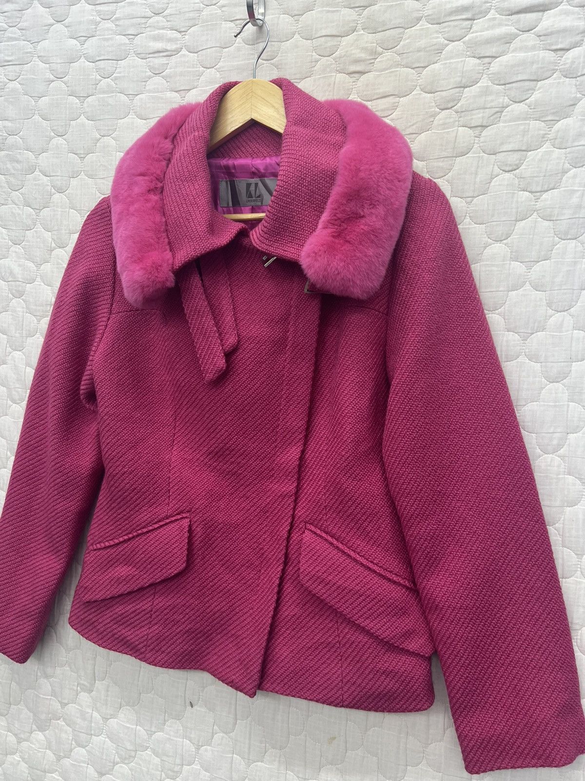 Karl Lagerfeld KARL LAGERFELD FUCHSIA TWEED JACKET Size S / US 4 / IT 40 - 3 Thumbnail