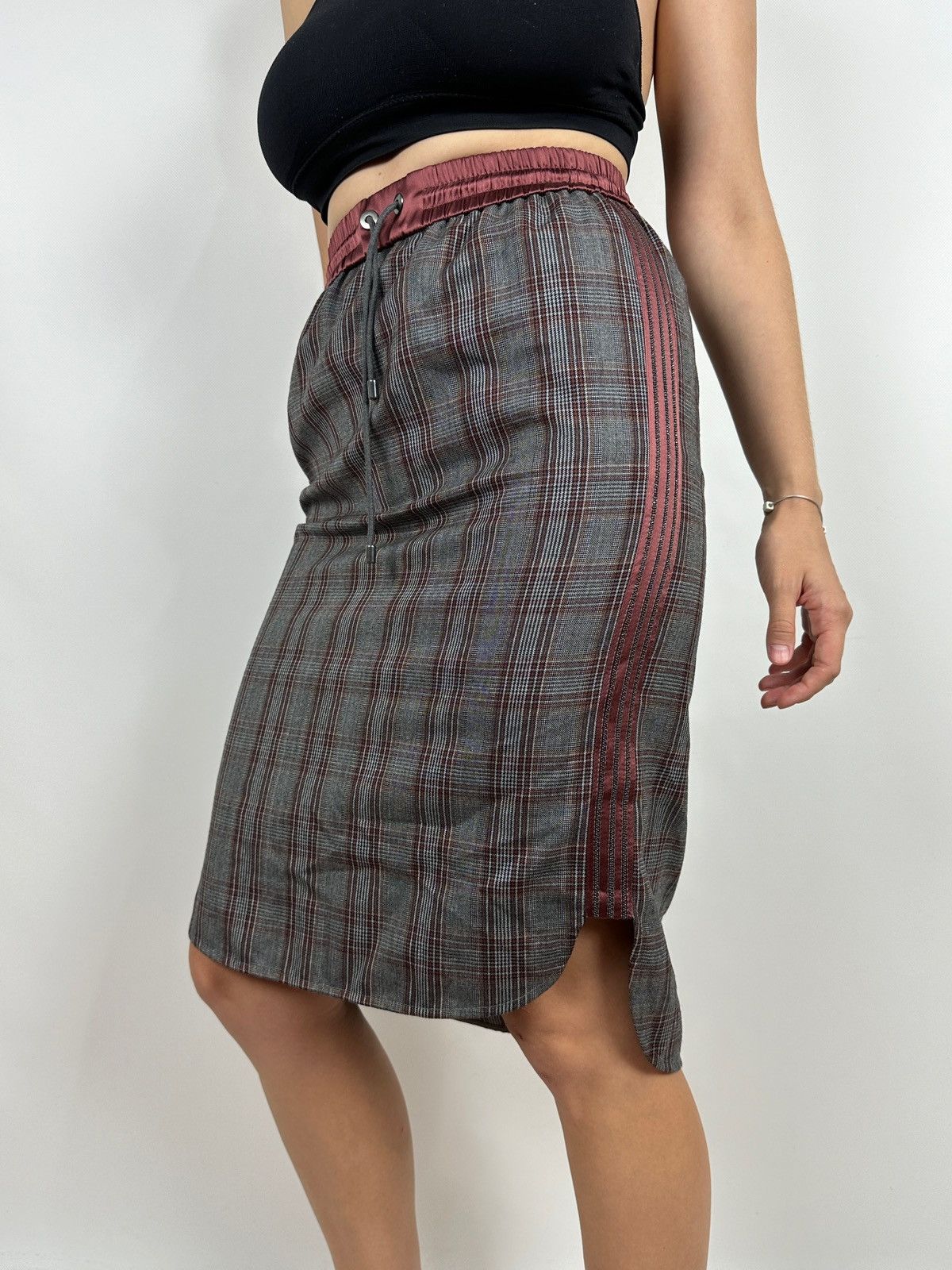 Brunello Cucinelli NWT! Brunello Cucinelli Wool/Silk Checkered Midi Skirt Size 26" / US 2 / IT 38 - 4 Thumbnail
