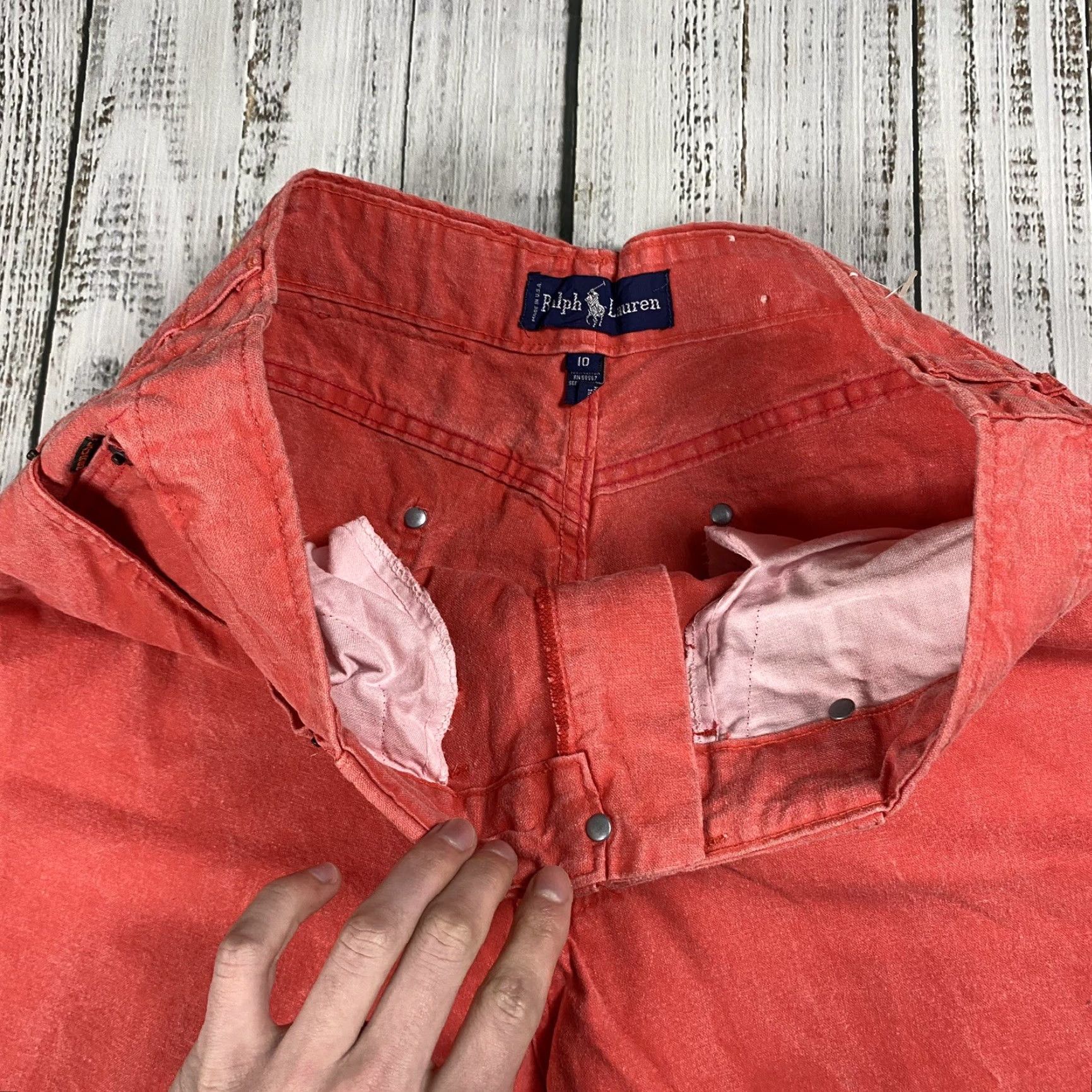 Ralph Lauren VINTAGE RALPH LAUREN WIDE LEG JEANS Womens 10 Vibrant Red Denim 80s Made in USA Size 32" / US 10 / IT 46 - 6 Thumbnail