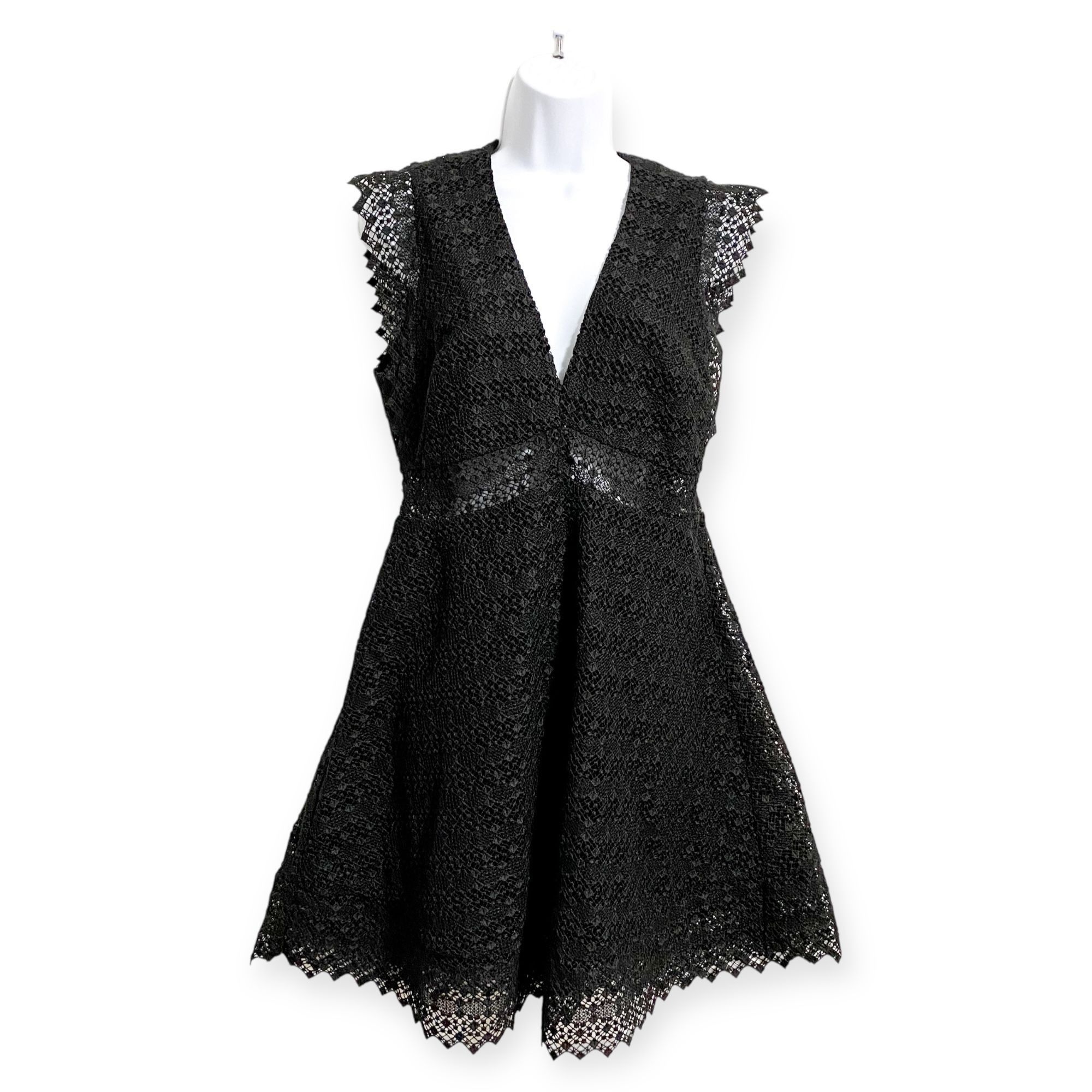 Sandro Sandro Lindsey black pinked crocheted dress, Size 3/L Size L / US 10 / IT 46 - 1 Thumbnail