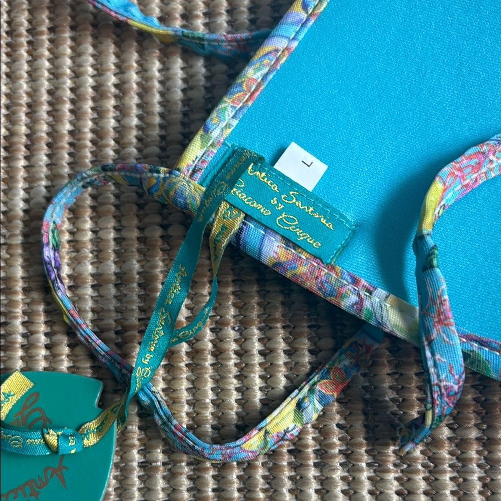 Other NWT Antica Sartoria Positano Blue Floral String Tie Bikini L Size ONE SIZE - 4 Thumbnail