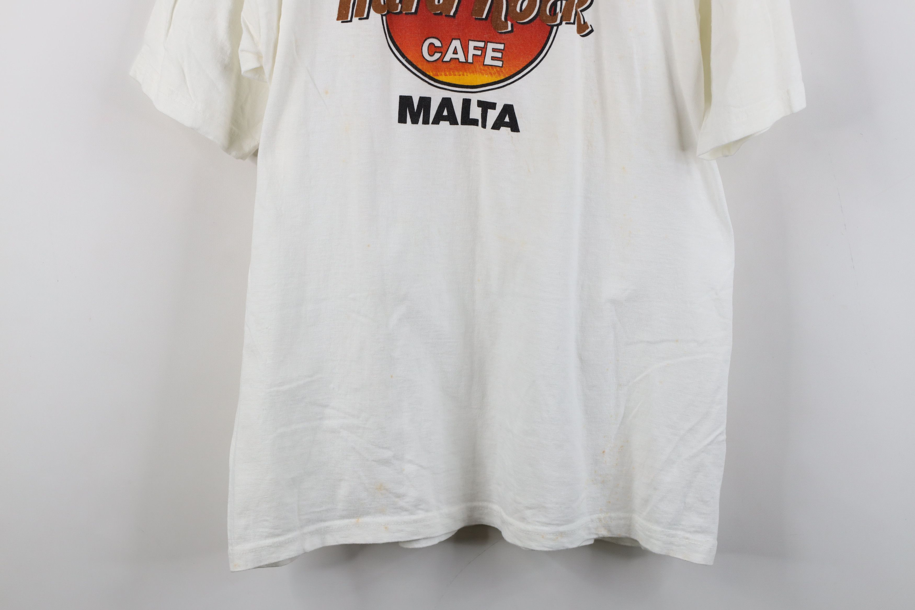 Hard Rock Cafe Vintage 90s Hard Rock Cafe Spell Out Malta T-Shirt White Size US L / EU 52-54 / 3 - 3 Thumbnail