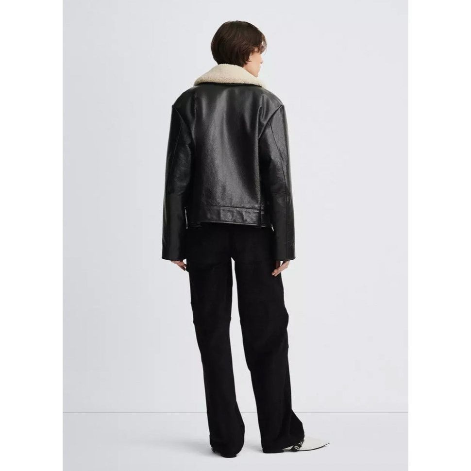 Rag & Bone Rag & Bone Colton Leather Jacket Removable Shearling Collar Size L / US 10 / IT 46 - 2 Thumbnail