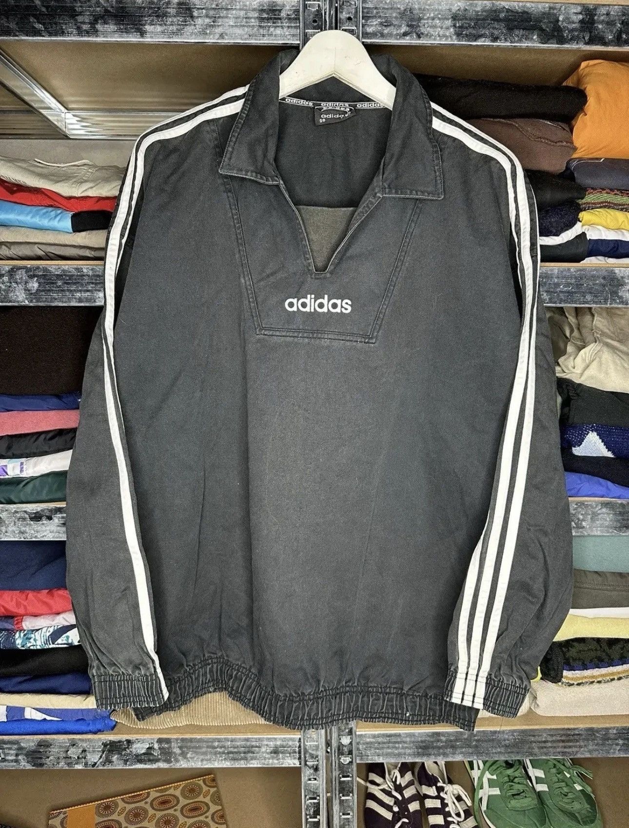 Adidas Vintage Washed Adidas 3 Striped Sweatshirt Jacket 90s Y2K Size US L / EU 52-54 / 3 - 1 Thumbnail