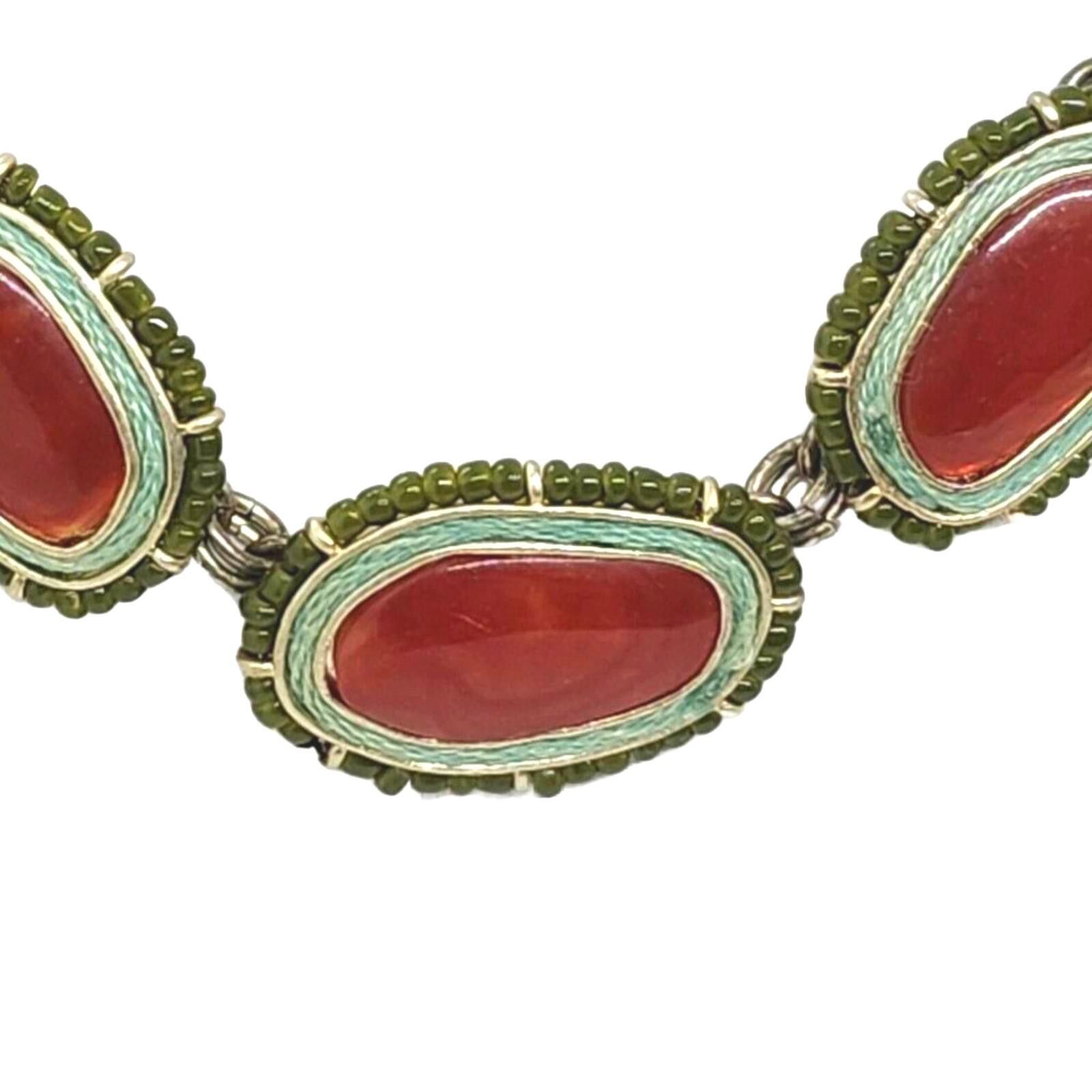 Other Vintage Liz Claiborne Red and Green Stone Necklace Size ONE SIZE - 2 Thumbnail