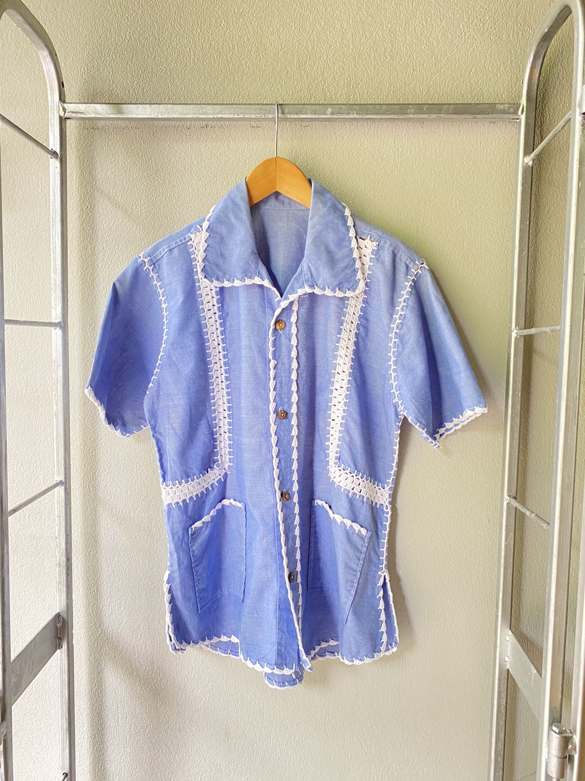 Vintage CROCHET LADDERWORK SHORT SLEEVE SHIRT NOT BODE Size US M / EU 48-50 / 2 - 4 Thumbnail