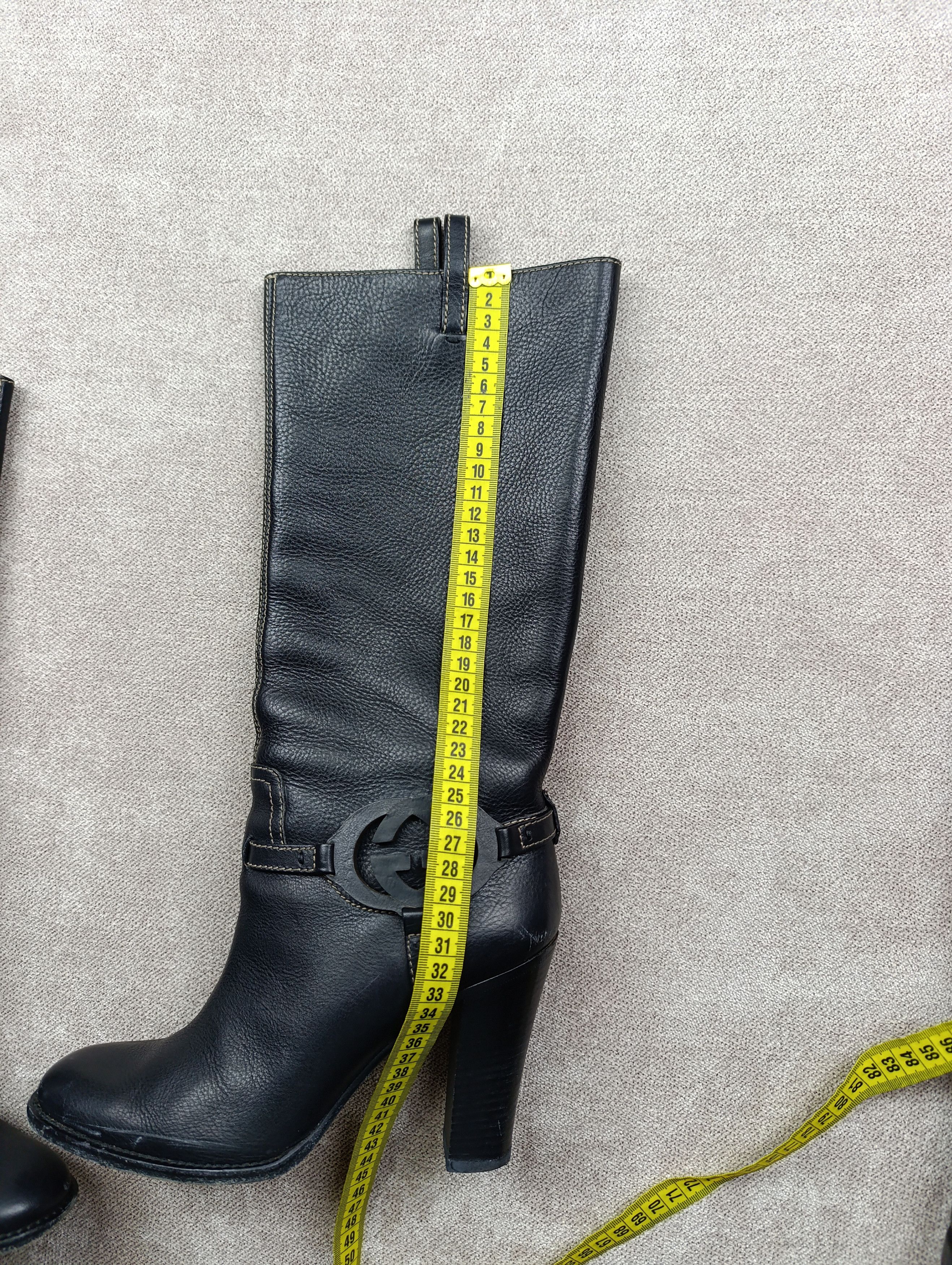 Gucci GUCCI BLACK GG INTERLOCK LOGO LEATHER BOOTS Size US 7 / IT 37 - 22 Thumbnail