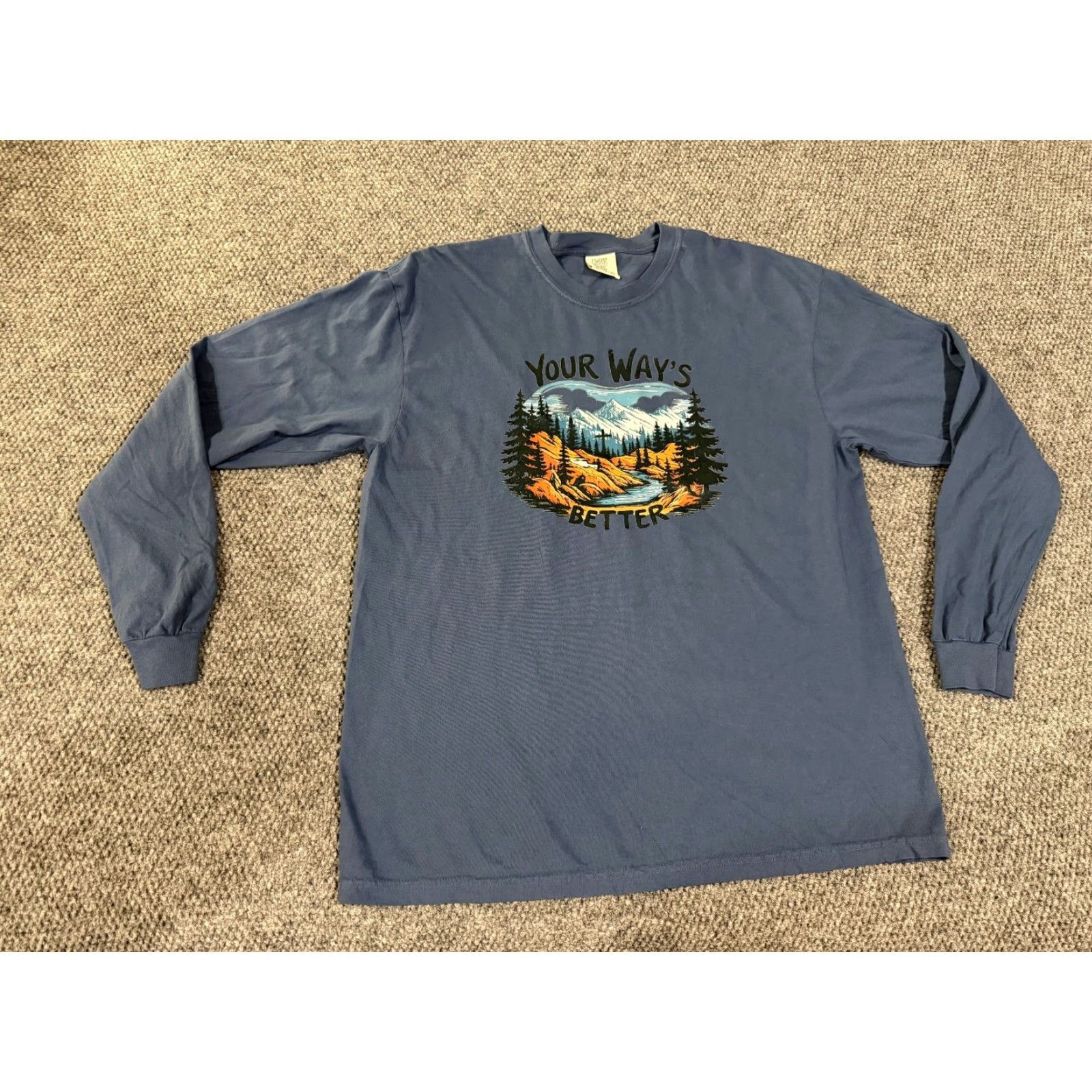 Comfort Colors Comfort Colors T-Shirt Mens XL Blue Mountain Long Sleeve Graphic Hiking Size US XL / EU 56 / 4 - 2 Thumbnail