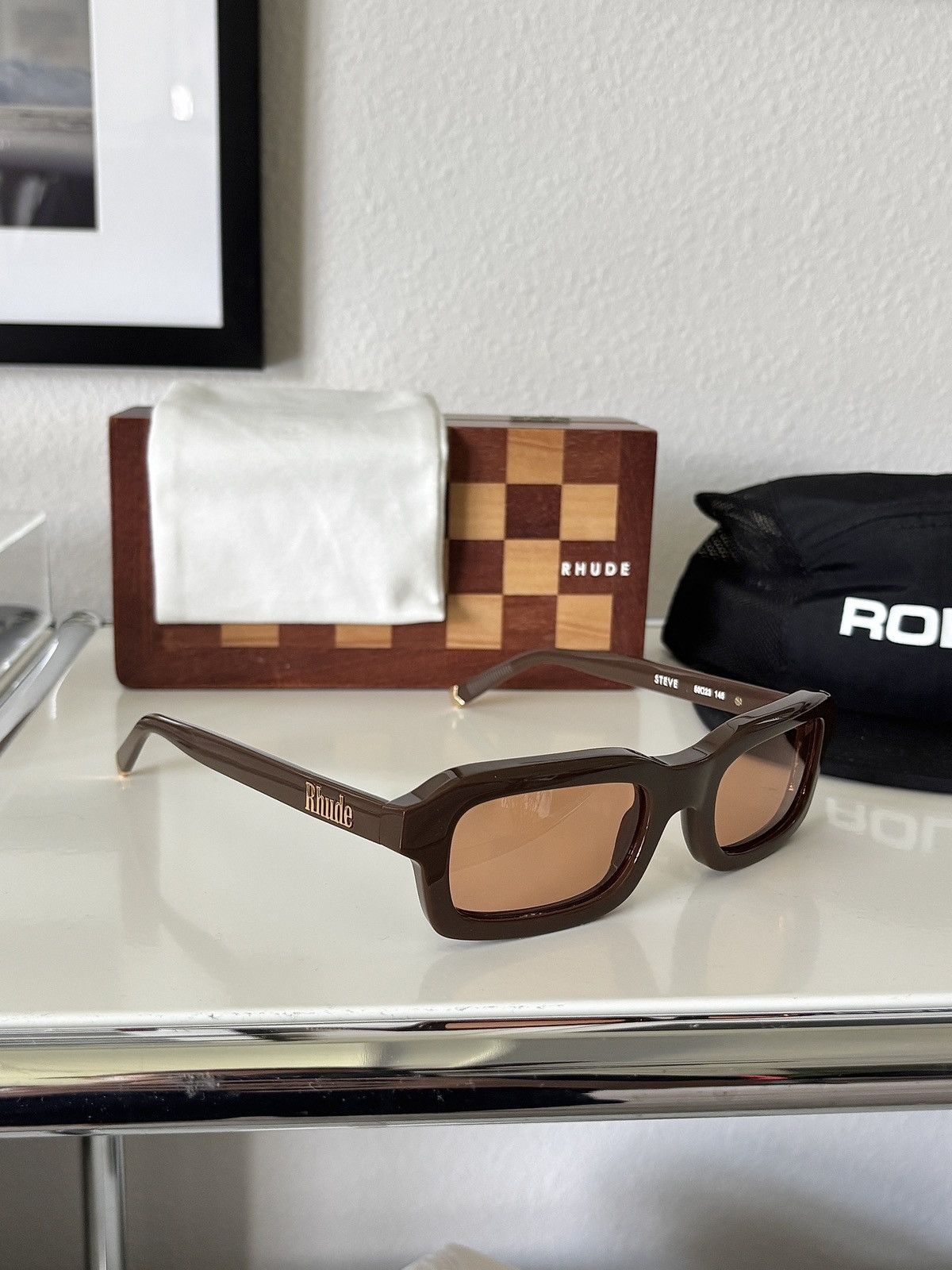 Rhude RHUDE | MOCHA BROWN STEVE FRAMES SUNGLASSES Size ONE SIZE - 2 Thumbnail