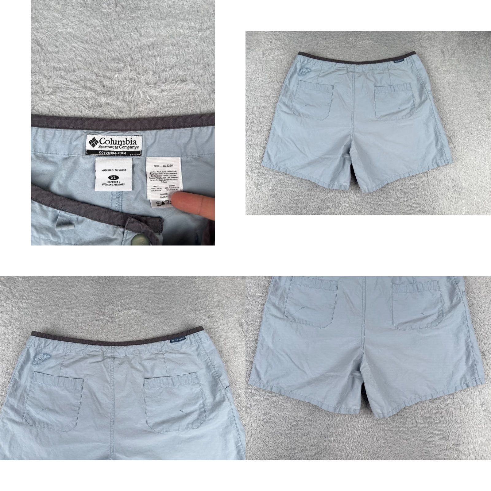 Vintage VINTAGE Columbia Shorts Womens XL Blue Nylon Cotton Blend Drawstring 6" Inseam 6in Pocket Logo Outdoor Fish Camping Hiking Size 40" / US 18 - 9 Thumbnail