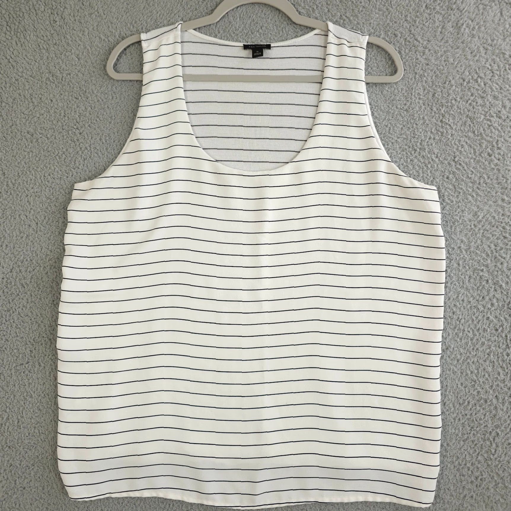Ann Taylor Ann Taylor Tank Top Womens XL White Striped Sleeveless Lined Shirt Casual Size XL / US 12-14 / IT 48-50 - 2 Thumbnail