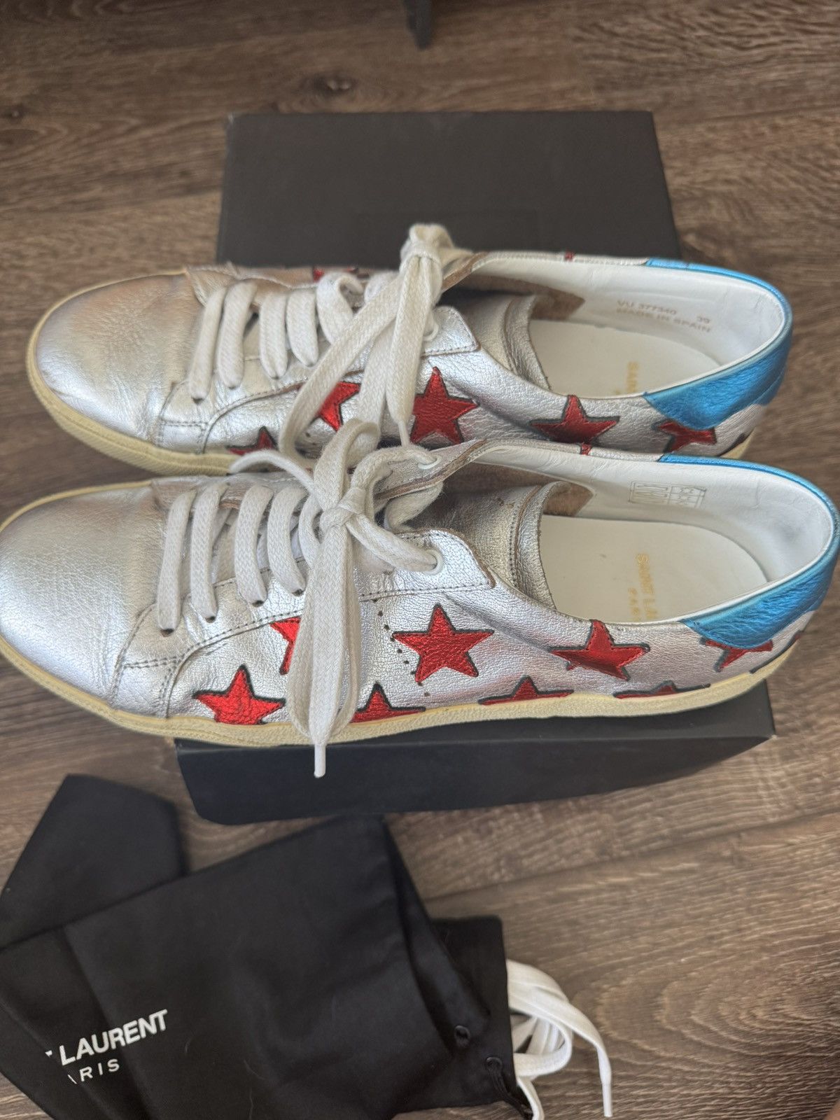 Saint Laurent Paris SLP Silver Leather SL/06 Low Size US 6 / EU 39 - 5 Thumbnail
